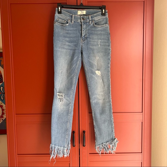Free People Denim Great Heights Frayed Fringe Skinny Jeans - Picture 5 of 12